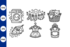 Cute Laundry Black White Vector Icons Product Image 1