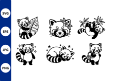 Black And White Red Panda Icons Cute Product Image 1