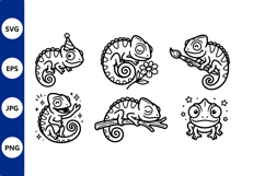 Charming Black and White Chameleons Line Product Image 1