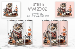 Cute cat and coffee cup straight tumbler 20oz wrap designs Product Image 1