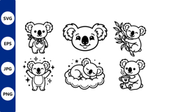 Cute Black And White Koala Vector Set Product Image 1