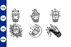 Kawaii Bubble Tea Cute Cups Vector Art Product Image 1