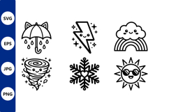 Cute Black and White Weather Icon Set Product Image 1