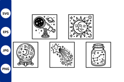 Telescope Moon Sun Star Vector Art Product Image 1