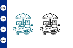 Hot Dog Street Food Cart Line Art Product Image 1