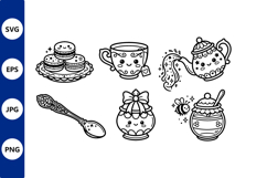 Cute Tea Set Vector Art Product Image 1