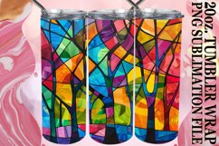 20oz Wrap Stained Glass Tree Colorful Design Tumbler Product Image 1