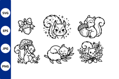 Cute Squirrel Collection Black and White Product Image 1