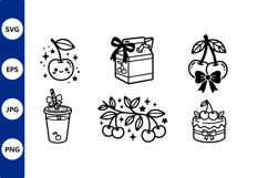 Cherry Icons With Bows And Stars Vector Product Image 1