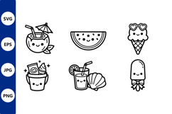 Cute Summer Food Vector Icons Product Image 1