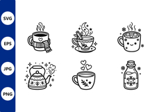 Winter drinks black and white line art Product Image 1