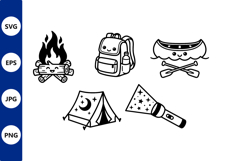 Cute Camping Vector Icons Black Product Image 1