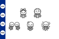 Cute Jellyfish Vector Line Art Product Image 1