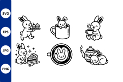 Cute Bunny Tea Time Vector Art Product Image 1