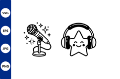 Microphone and Happy Star Vector Art Product Image 1