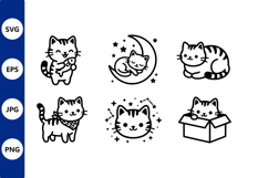 Cute Kitten Black And White Vector Set Product Image 1