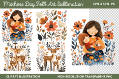 Mothers Day Folk Art Sublimation PNG Product Image 1