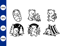 Baby Bear Camping Line Art Set Product Image 1