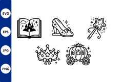 Fairy Tale Black and White Icons Set Product Image 1