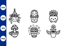 Cute Potted Plants Line Art Icons Product Image 1