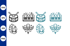 Cute Musical Instruments Line Art Vector Product Image 1