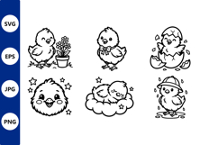 Cute Baby Chick Line Art Vector Product Image 1