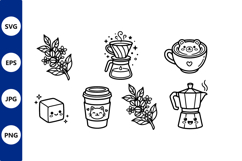 Cute Coffee Cup Sugar Cube Black White Product Image 1