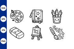 Cute Drawing Supplies Line Art Vector Product Image 1