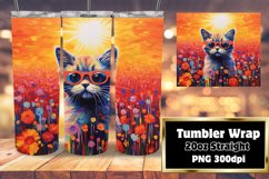 Cute Kitty Tumbler Wrap with Floral Design Product Image 1