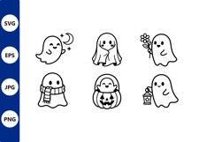 Cute Black White Ghost Halloween Vector Product Image 1