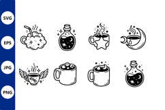 Magical mugs and potion bottles vector Product Image 1