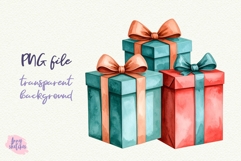 Vintage Christmas Gift Clipart Retro PNG Product Image 4