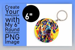 Vivid Colorful Dog Round Design Keychain Sublimation Product Image 1