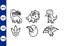 Cute Black White Dinosaur Set Product Image 1