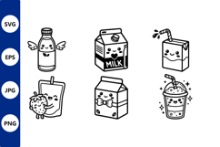 Cute Kawaii Milk Carton Juice Box Vector Product Image 1