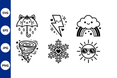 Cute Black and White Weather Icons Product Image 1