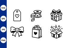 Gift icons black and white bows Product Image 1