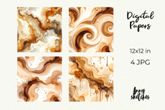 Coffee &amp; Cream Digital Paper Watercolor Seamless Patterns Product Image 2