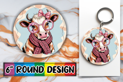 Enchanted Keychain Round Sublimation, Cute Cow Product Image 1