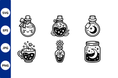 Cute Black And White Jars Line Art Product Image 1