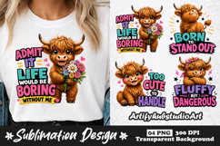 Cute Highland Cow Funny Quote Sublimation PNG Product Image 1