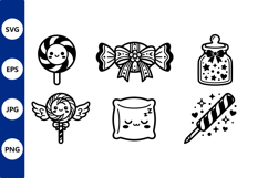 Kawaii Sweets Black And White Vector Product Image 1