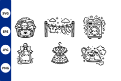 Laundry Basket Cat Wash Line Art Product Image 1