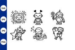 Cute Robot Line Art Vector Product Image 1