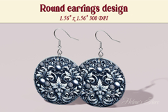 Vintage pattern earrings | Silver Round Earring sublimation Product Image 1