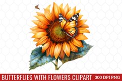 Butterflies With Flowers Clipart Product Image 1