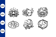Koi Fish Lotus Water Drop Vector Product Image 1