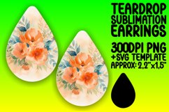 Sublimation PNG - Floral Teardrop Earring Design Product Image 1