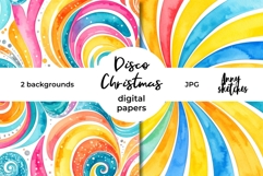 Retro Christmas Ornament Groovy Digital Papers Disco Product Image 1