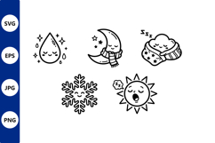 Cute Sleepy Moon Sun Snowflake Drop Product Image 1